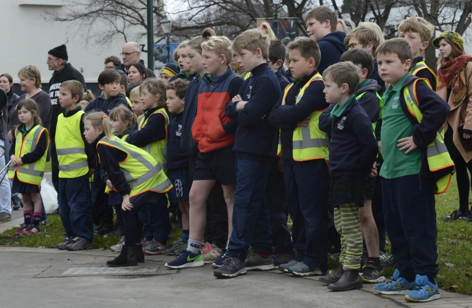 Children from Poolburn School watch the event. 