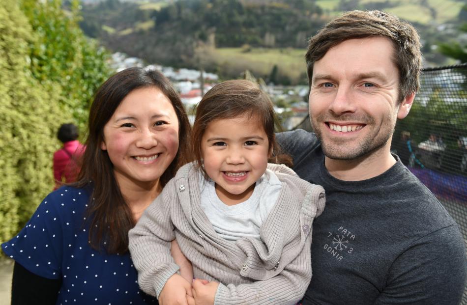 Ling, Isla (3) and Ed Ansell, of Dunedin.