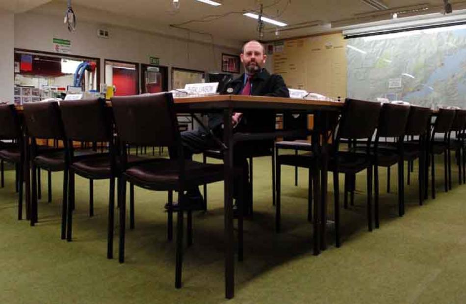 DCC civil defence manager Neil Brown in the Dunedin operations room. Photo by Gerard O'Brien.