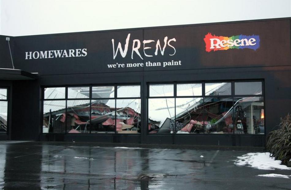 Wrens store which is closed after heavy snowfall caused the roof to collapse. Credit:NZPA /...