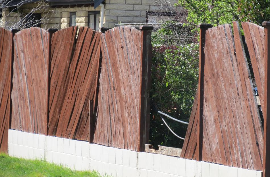 A damaged fence in Clyde. Photo: Yvonne O'Hara
