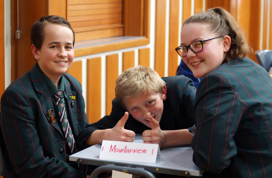 Mountainview High School pupils (from left) Jordan Hay, Oakley Howard and Tayna Smith (all 14)...