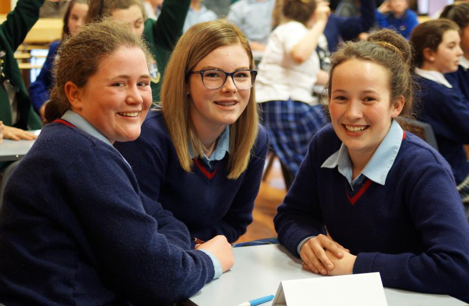 Year 9 and 10 section participants (from left) Gemma Taylor (14), Brooke Bennett (13) and...