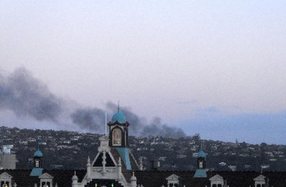Smoke from the fire was clearly visible from central Dunedin. Photo by Peter Dowden.