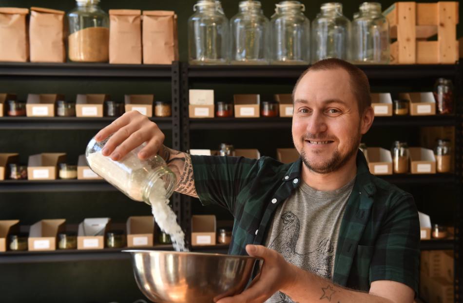 Wild Fennel Co’s Dan Pearson experiments in his new store at Port Chalmers. Photos: Peter McIntosh