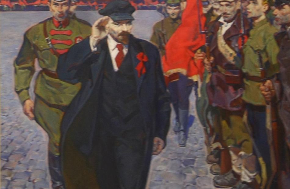 A Russian Socialist Realism painting featuring early 19th-century Russian revolutionary leader...