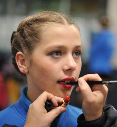 Victoria Heald (13), of Auckland, gets ready for her routine.