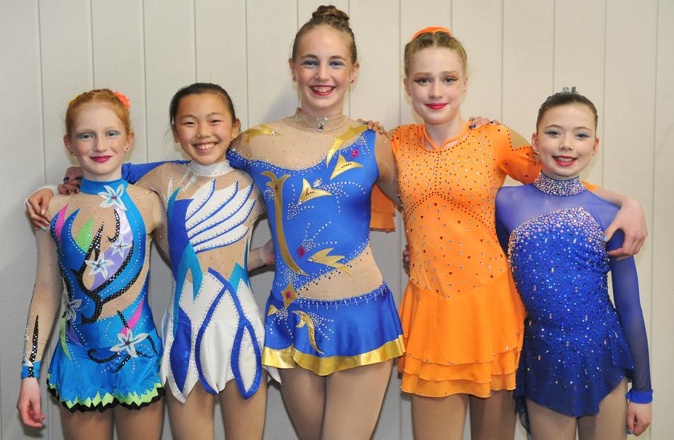 Dunedin skaters ready to perform are (from left) Rebekah Sime, Misaki Joe, Hannah Sime, Katie St...
