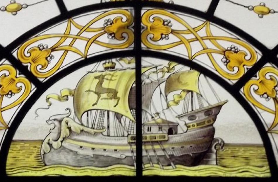 Examples of the ship designs featured in several stained glass windows at Olveston, symbolising...