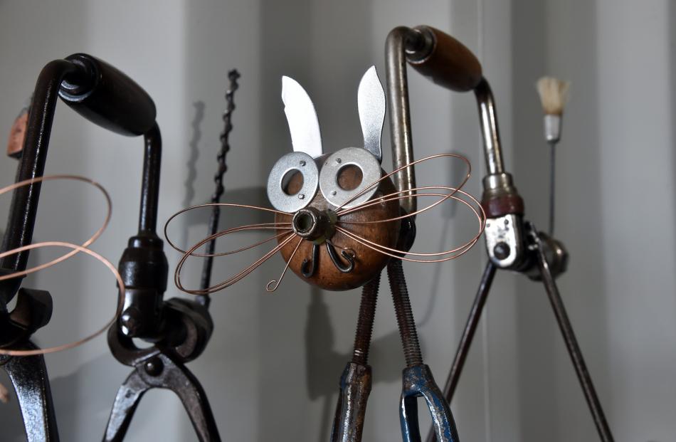Dogs and birds feature heavily in Sara Gillies creations made from thrown-away metal items.