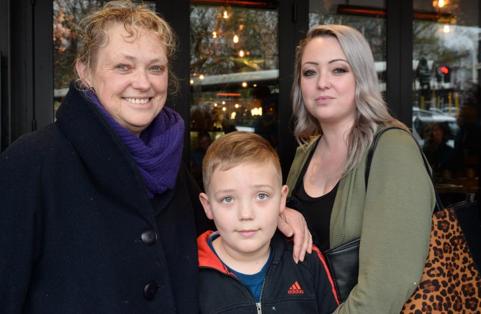 Lynda Mason, her grandson Shaun Mason-Mataki (6) and daughter Jade Mason, all 
of Dunedin.