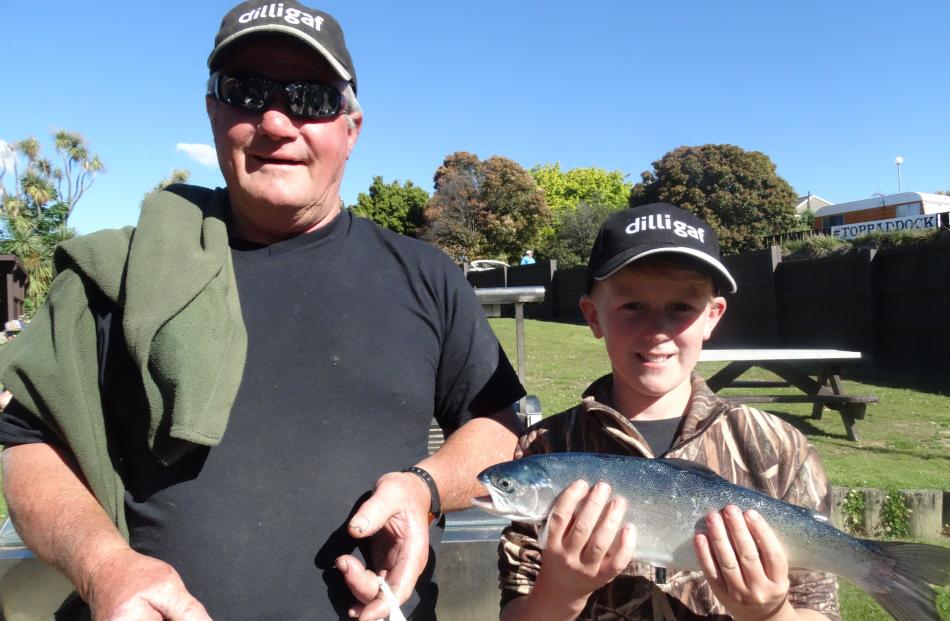 Dave Jeffries, of Clyde, and Blake Cornish (10), of Alexandra.