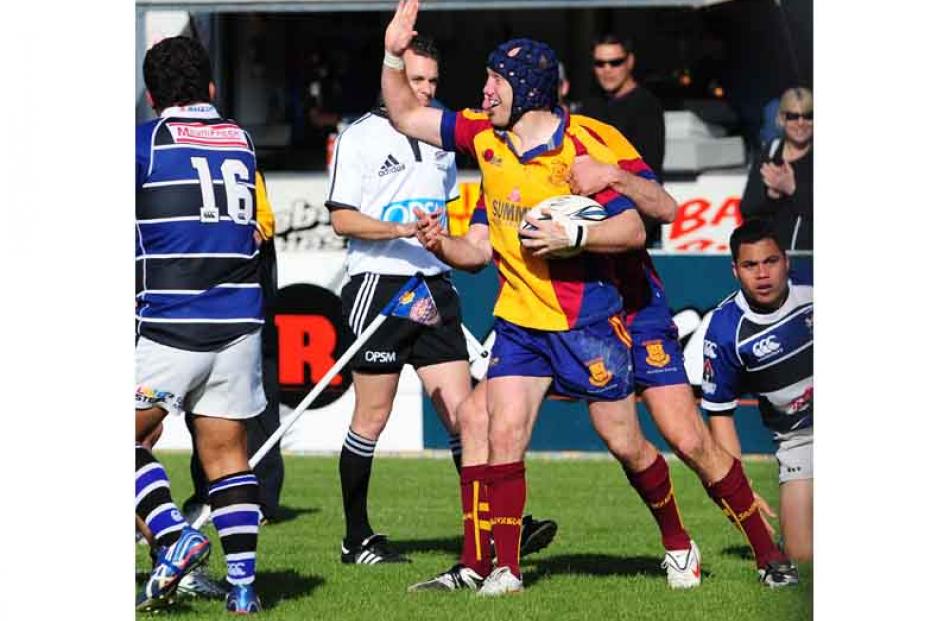 Greg Zampach celebrates after his try.