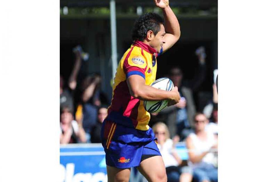 Lemi Masoe celebrates his try.