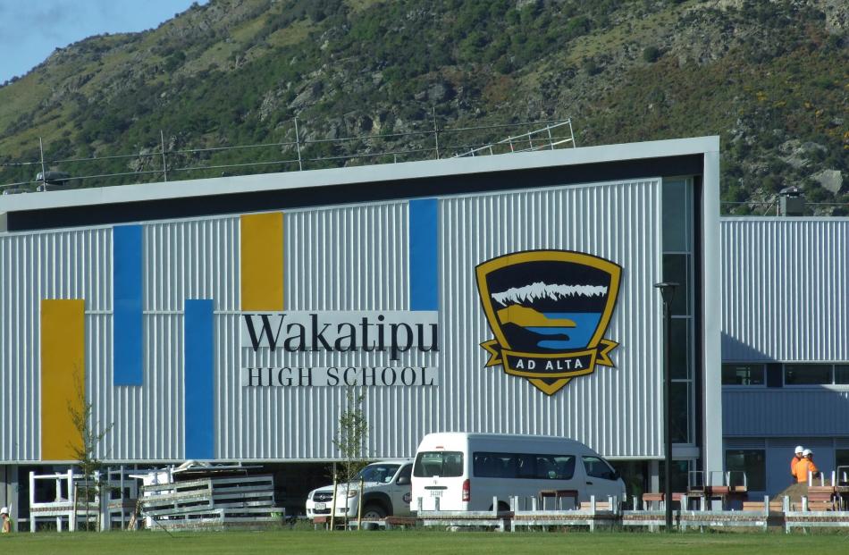 The giant logo at the new campus in Frankton. The school’s latin motto, ad alta, means ‘‘to the...
