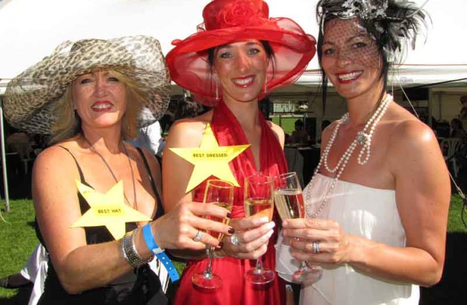 Best hat winner Caroline Jessop, of Arrowtown, and best dressed winner Mandy Erskine, of...