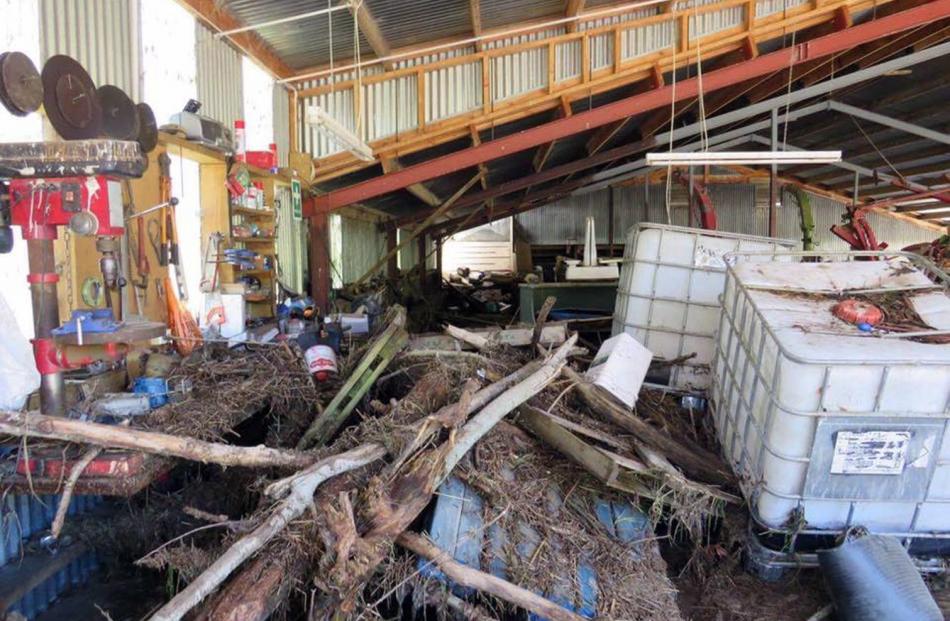 The implement shed after the water receded. Photos: Supplied