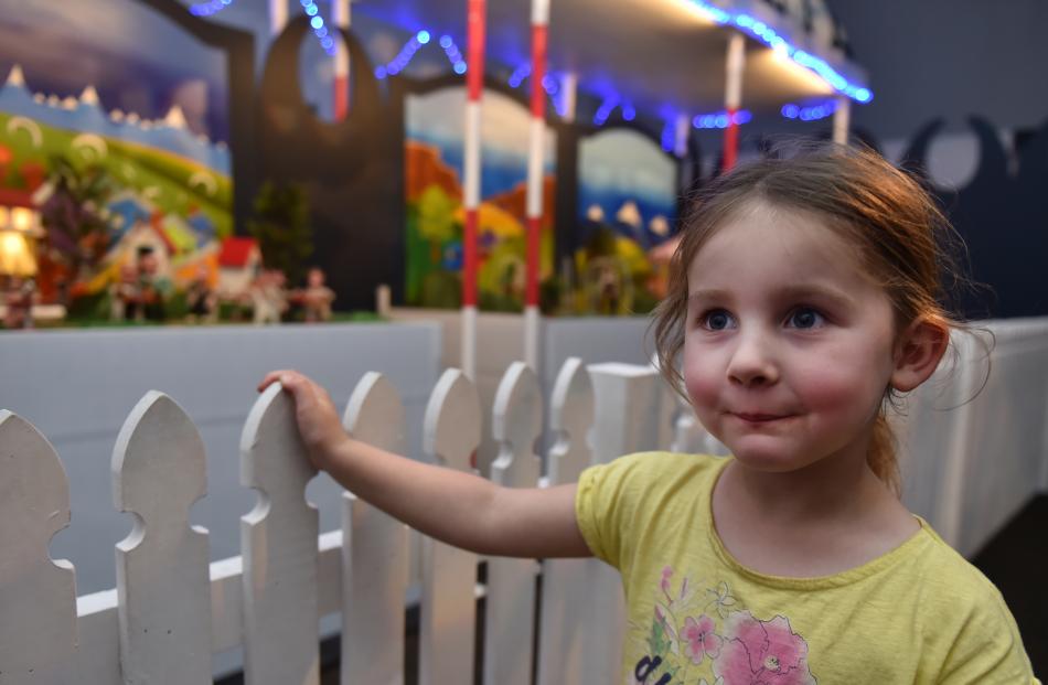 Olivia McKeich (4), of Dunedin, takes in the  sights and sounds of Pixie Town at Toitu Otago...