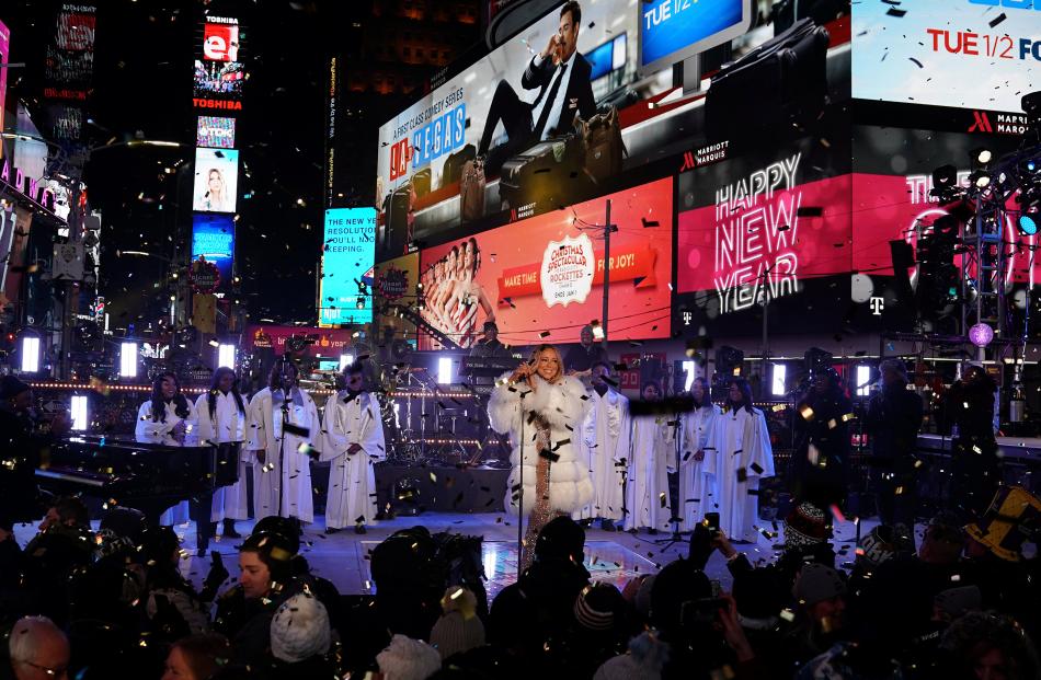 Mariah Carey performs during New Year's eve celebrations in Times Square in New York City. Photo:...