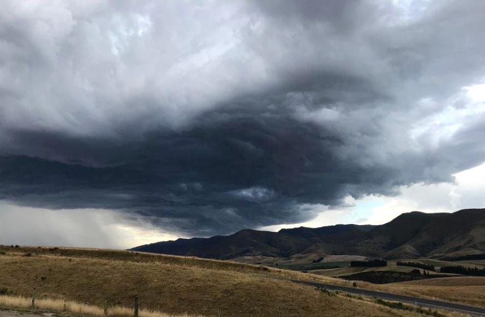 Looking towards Ranfurly from Dunback as a storm brews on Wednesday. Photo: Anne Tocker