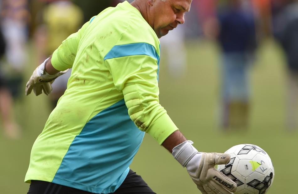 Invercargill Nomads goalie Brian Morton prepares to hoof the ball upfield during his side’s match...