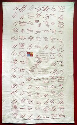 The North East Valley autograph quilt now on display. 