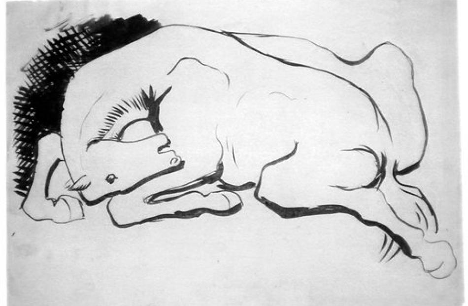 A drawing of a horse by Picasso. (AP Photo/Succession Picasso)