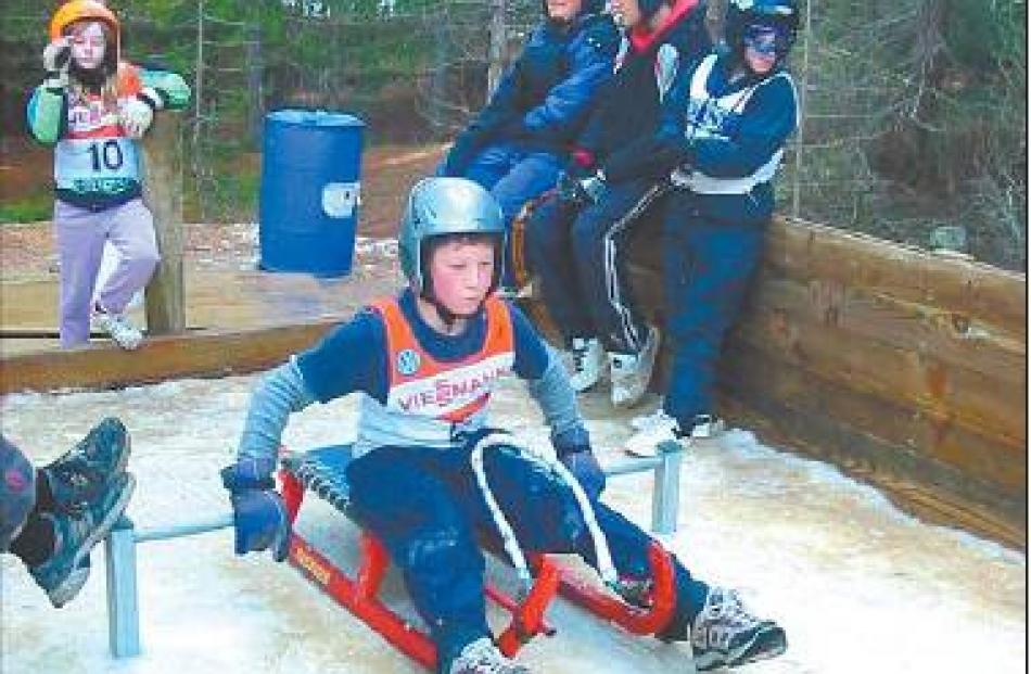 Starting out: Tyler Day at the starting gate of the new 360m 10-bend natural luge course at...