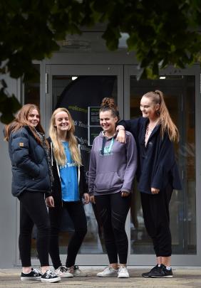 Otago Polytechnic Student Village residents Nicole Woollard (18, left), Mhairi Duncan (20),...