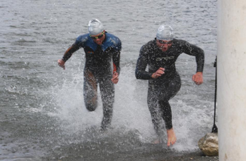 Sam Thornbury of Verdon College (left) and Flynn Sinclair of Southland Boys High heading to the...