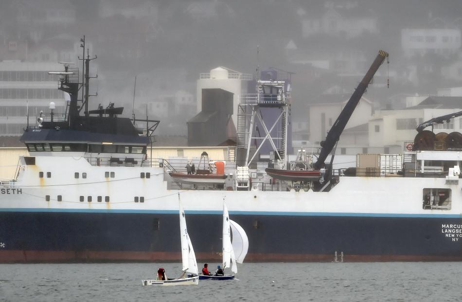 The 71m, 3834-tonne American research vessel the RV Marcus G. Langseth is docked at the Fryatt St wharf after spending a month in the Southern Ocean scanning the ocean floor.