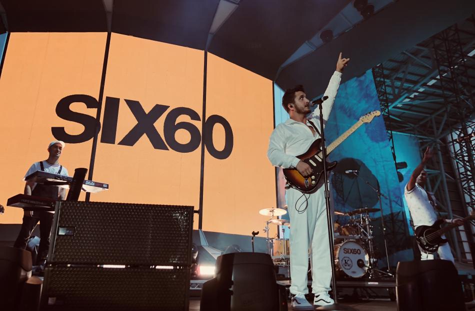 Front man Matiu Walters during Six60's performance tonight. Photo: Craig Baxter