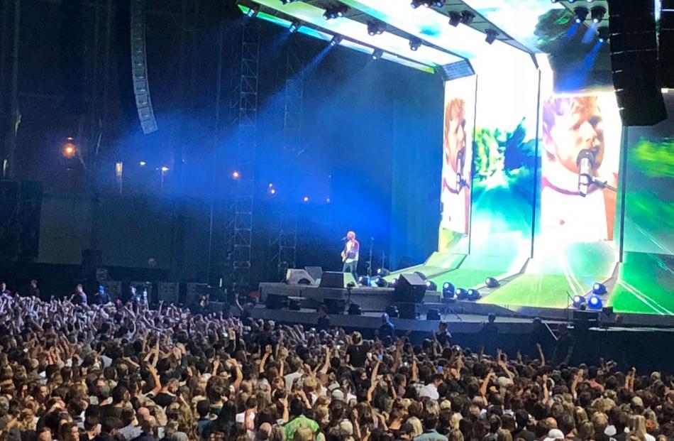 Ed Sheeran takes to the stage. Photo: Debbie Porteous 