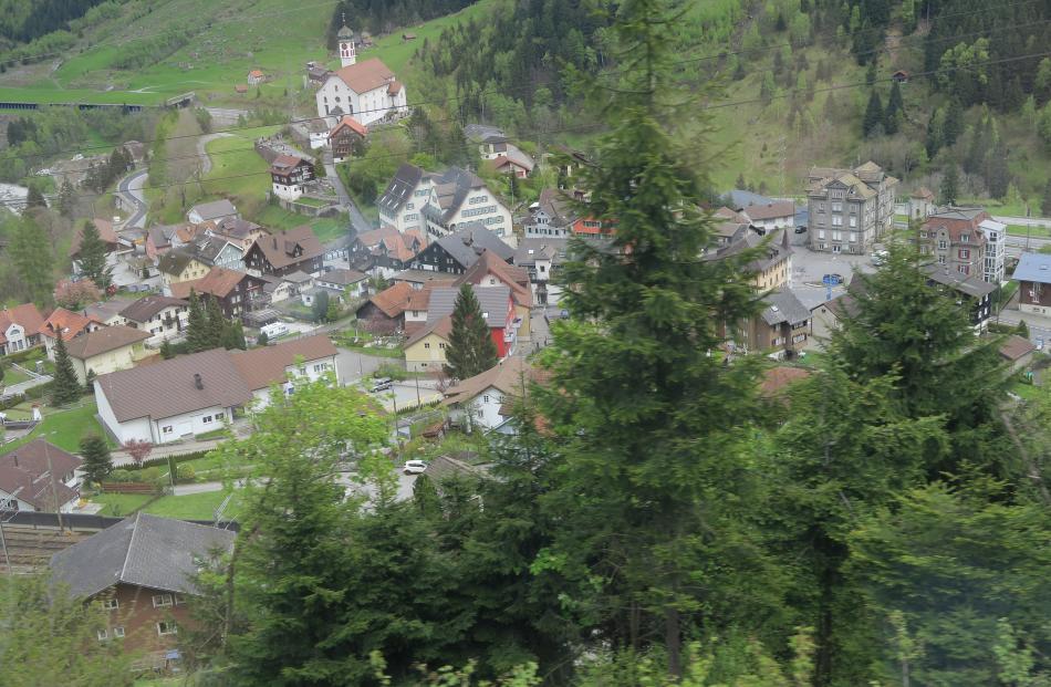 The Gotthard Panoramic Express passes through many small Swiss villages.