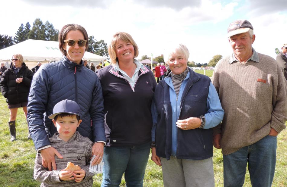 Arthur (5) and Tina Giera, of Ashburton Forks, Rachel Rooney, of Mt Somers, and Gwenda and Colin Mackay, of Waimate. 