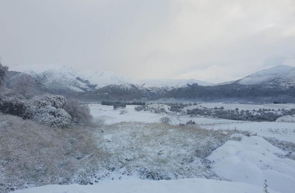 Snow in the Arrowtown area this morning. Photo: James Rolfe
