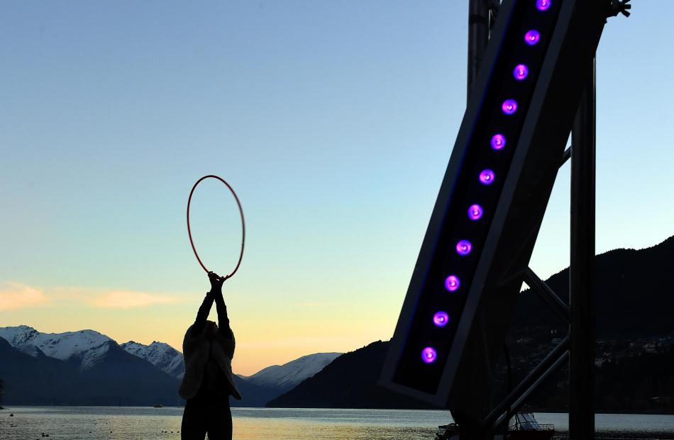 Caroline Jacq, from France, who arrived in Queenstown yesterday and performs  as ‘‘The Hoop...