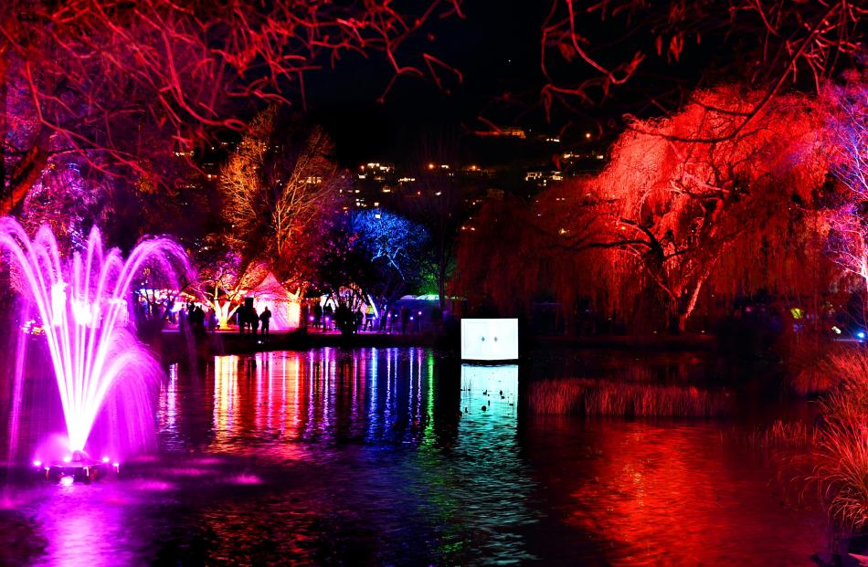 The Queenstown Gardens fountain adds to the spectacular Luma display.