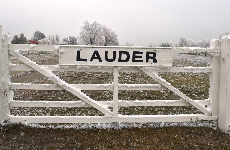 A frosty sign at Lauder, Central Otago.