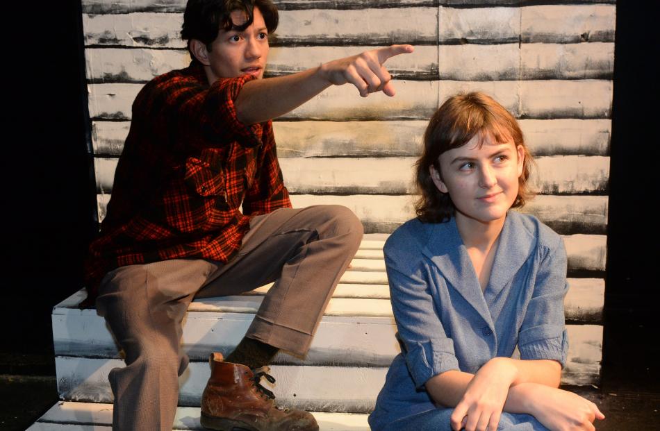 Joseph Cooper, as Simon, and Ella Yiannett, as Rachel, during a rehearsal of The Devil and Mr Mulcahy at Dunedin’s Globe Theatre. Photo: Linda Robertson