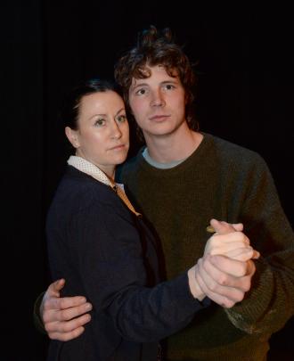 Denise Casey, as Brenda, and Brook Bray, as Barney Mulcahy, during a rehearsal of The Devil and Mr Mulcahy. Photo: Linda Robertson
