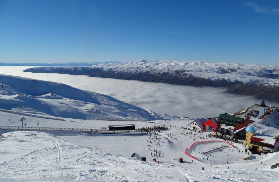 Many Wanaka locals took Cardrona’s early opening as an opportunity to escape the inversion layer of cloud that sat above the town for the majority of the week prior. Photo: Sean Nugent