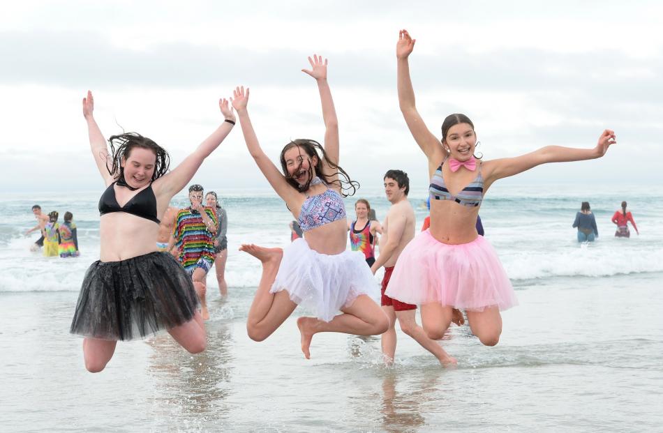 St Hilda’s pupils (from left) Sophie La Hood, Sophie Silcock and Amelia Kirk (all 14) do not let...