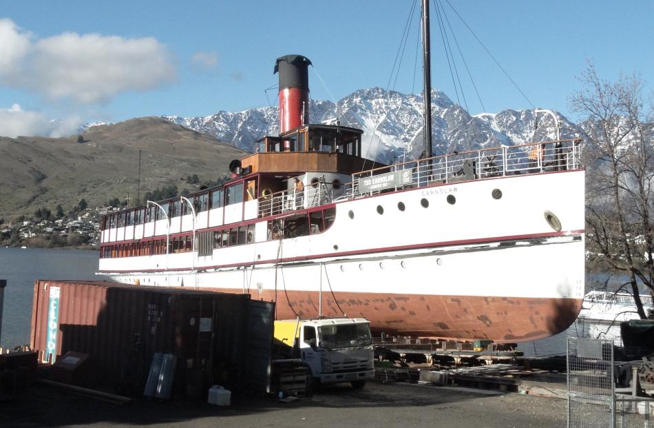  TSS Earnslaw on the slipway  at  Kelvin Peninsula. Photos: Joshua Walton