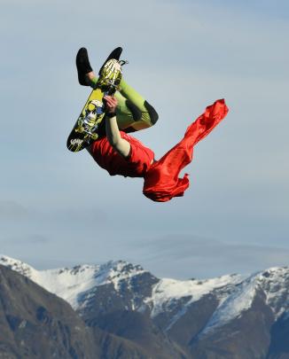 Chris Lowery, of Queenstown, competes in the Birdman competition. Photos: Stephen Jaquiery