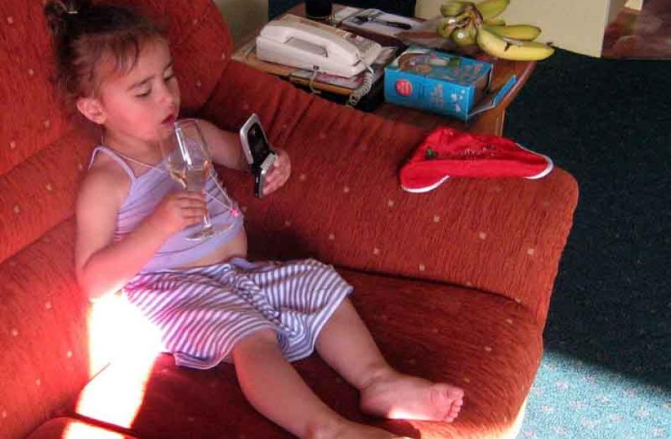 Sophisticated lady... My 2 year old granddaughter Aria McFelin on holiday in Timaru on 30...