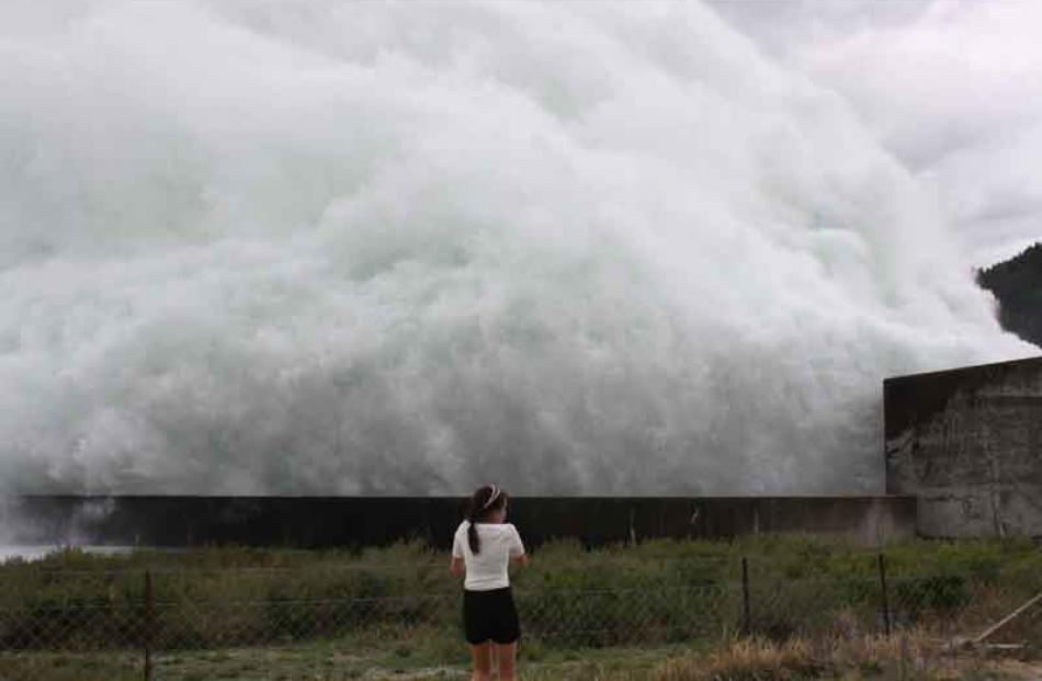 Danielle Brockie watching Bemore Dam spilling, up close and personal. How powerful it is to watch...