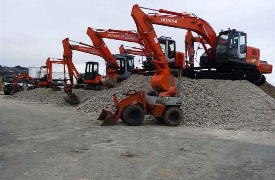Home for Christmas . . . a 'family' of diggers parked up behind the Hocken Library on December 27...