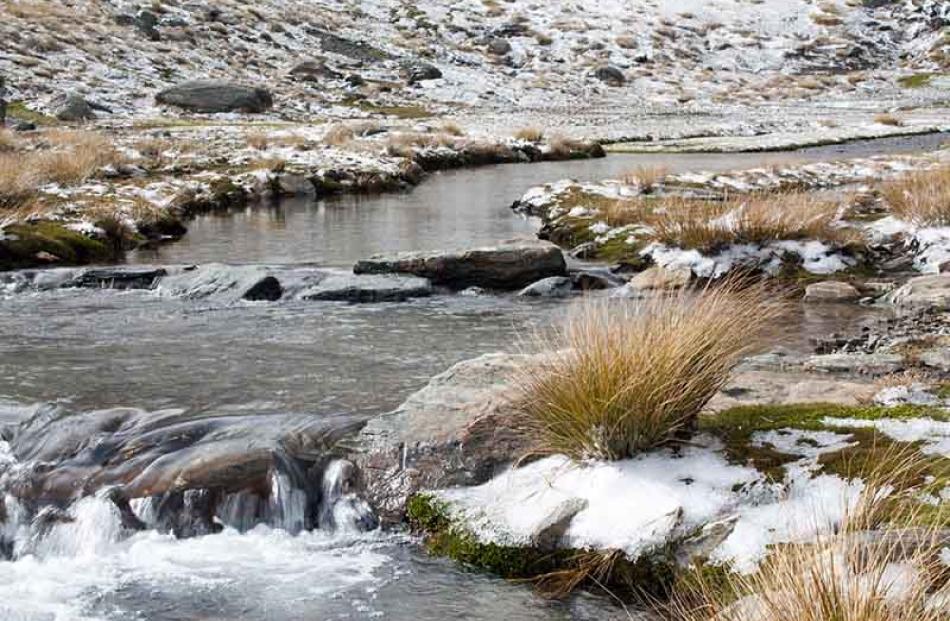 A white Christmas . . . Snow near the the top of the chairlifts ar Remarkables ski field about 8...