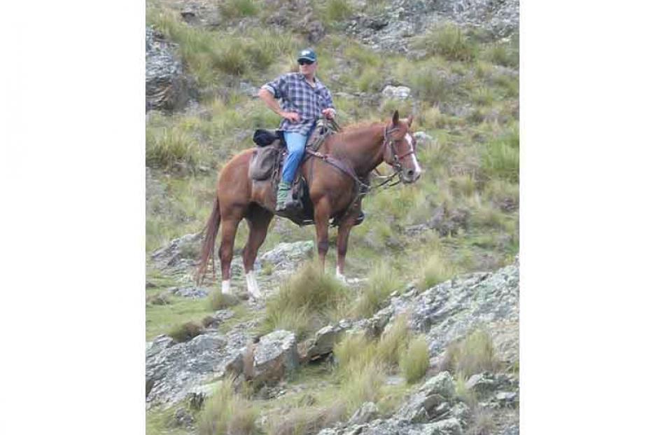 Taking in the view.. Malcolm Oakes (Oamaru) on Paul Robinsons Christmas Trek, Dunback Photo:...